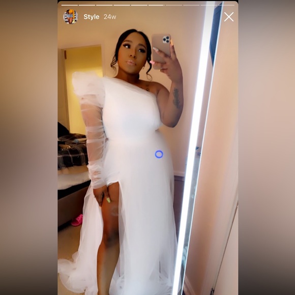 Intertwine One Shoulder White Tulle Dress Size Large - Picture 1 of 3